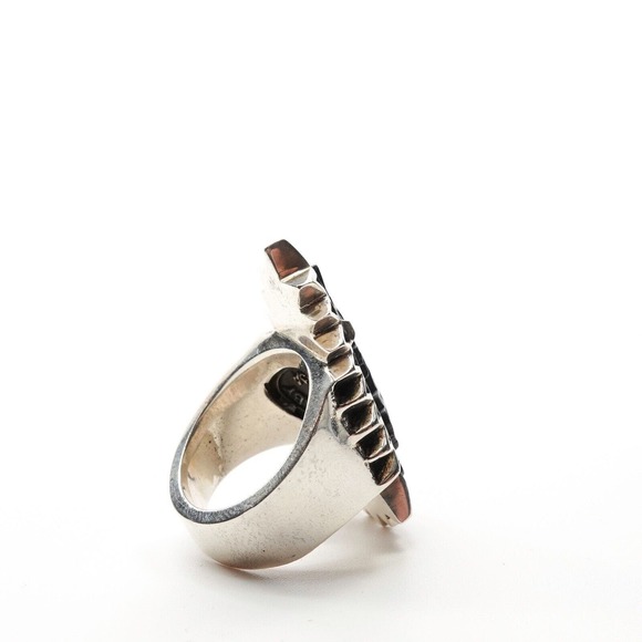 King Baby Studio Carved Jet Arrowhead In Sawtooth Ring Fine Silver .925 Size 7 - Picture 6 of 12